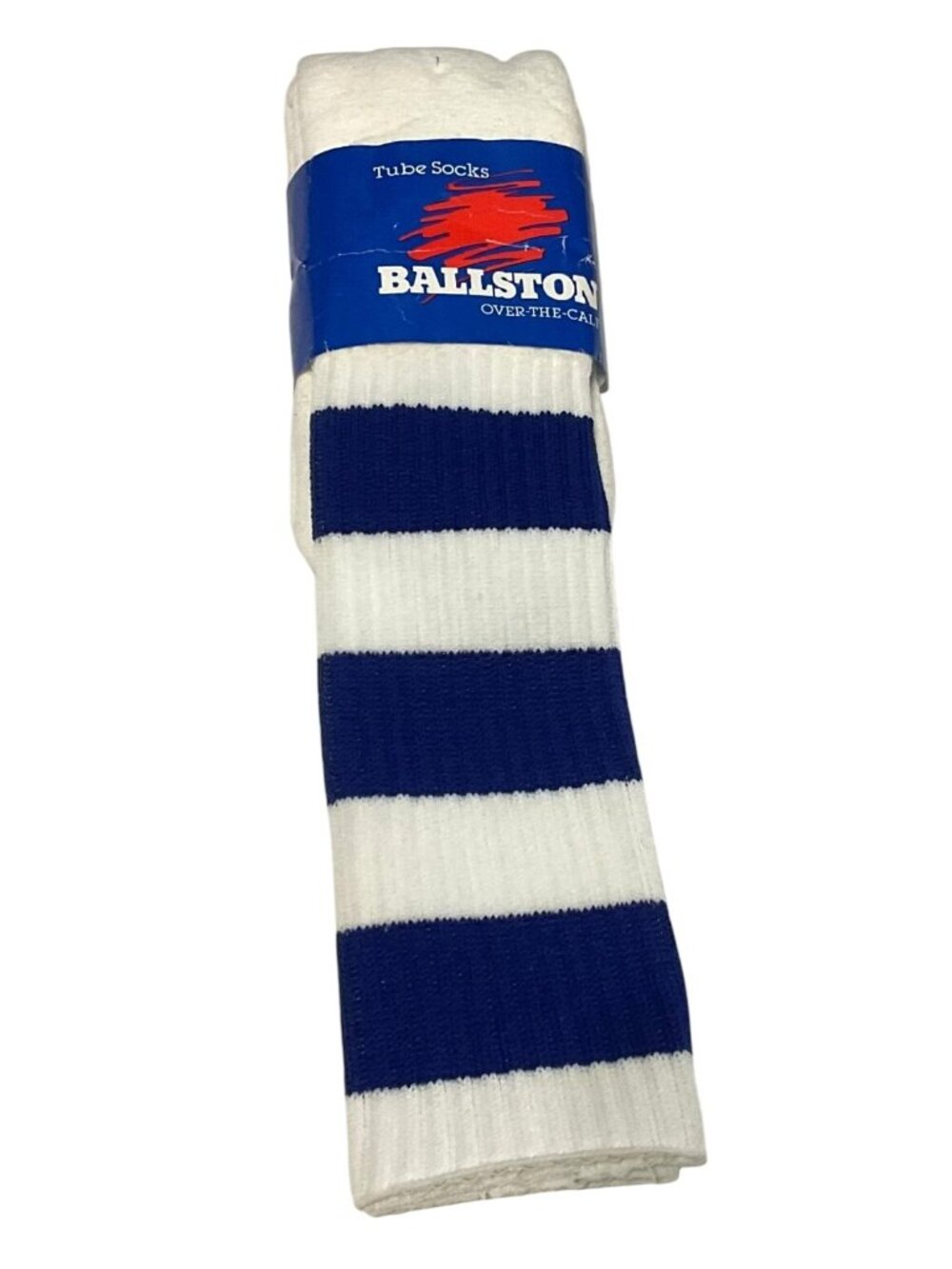 NWT Vtg Ballston Tube Socks Size 9-15 White Blue Stripe Retro Mens